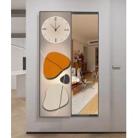 80*150 Cm Orange Gorgeous Mirrior Art Painting With Clock 